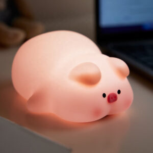 cute pig lamp fun lying flat pig night light led squishy animal novelty lamp, light up duck for kids great gift