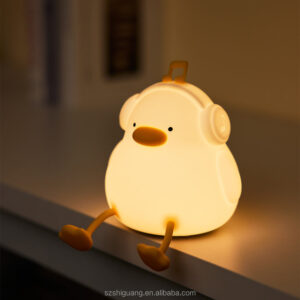cute duck night light 3 level dimmable soft silicone nursery nightlight,night light for toddler baby kids decor,cool gifts duck lamp